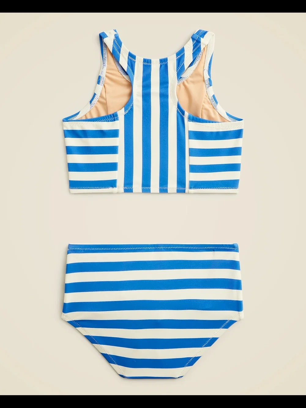 Crewcuts Girls Striped Racerback 2 Piece Swimsuit, 2, Blue/ White